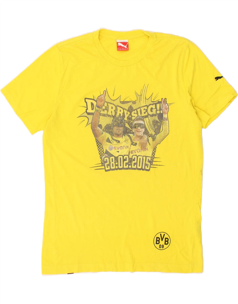 PUMA Mens Graphic T-Shirt Top Medium Yellow | Vintage Puma | Thrift | Second-Hand Puma | Used Clothing | Messina Hembry 