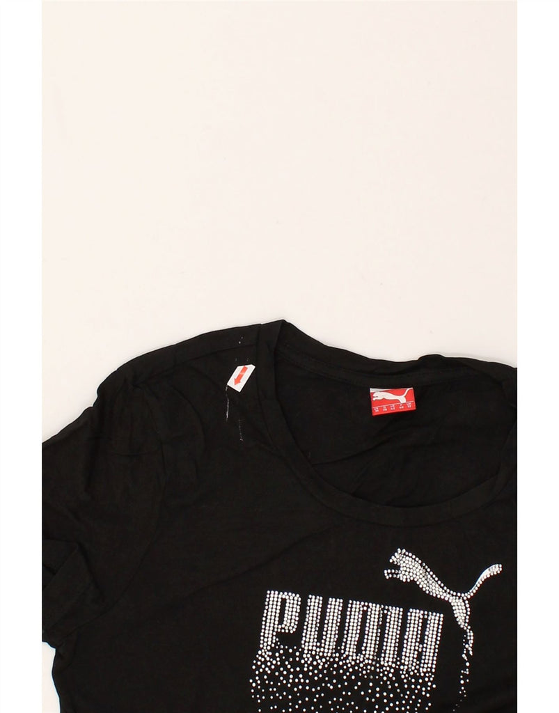 PUMA Womens Graphic T-Shirt Top UK 12 Medium Black | Vintage Puma | Thrift | Second-Hand Puma | Used Clothing | Messina Hembry 