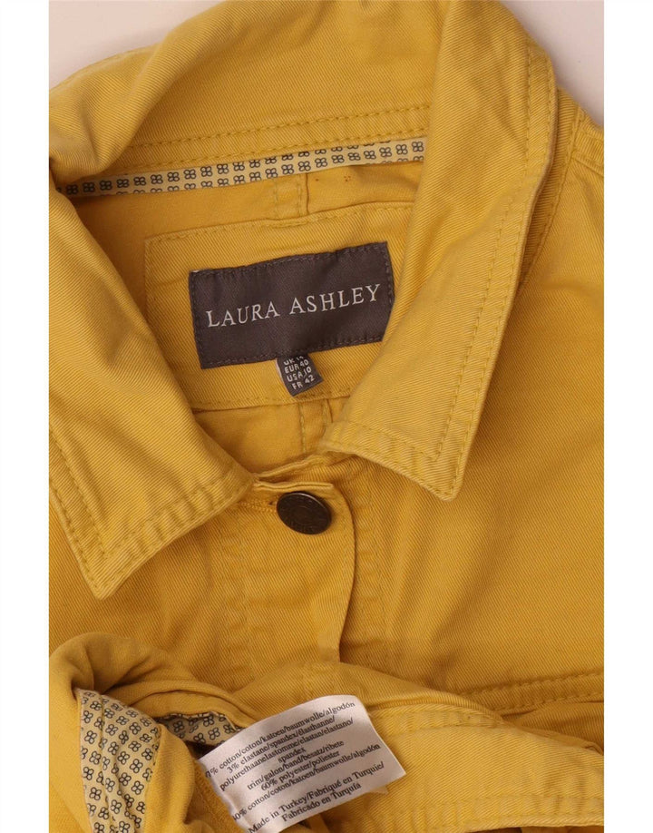Laura Ashley Womens Crop Oversized Denim Jacket UK 14 Large Yellow Cotton