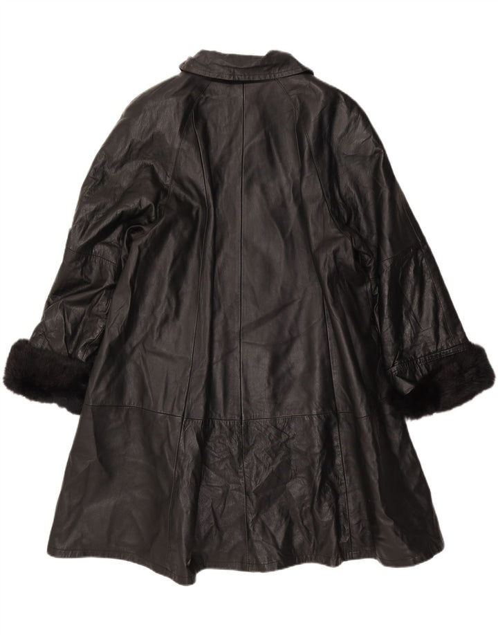 Vintage Womens Leather Coat IT 46 Large Black