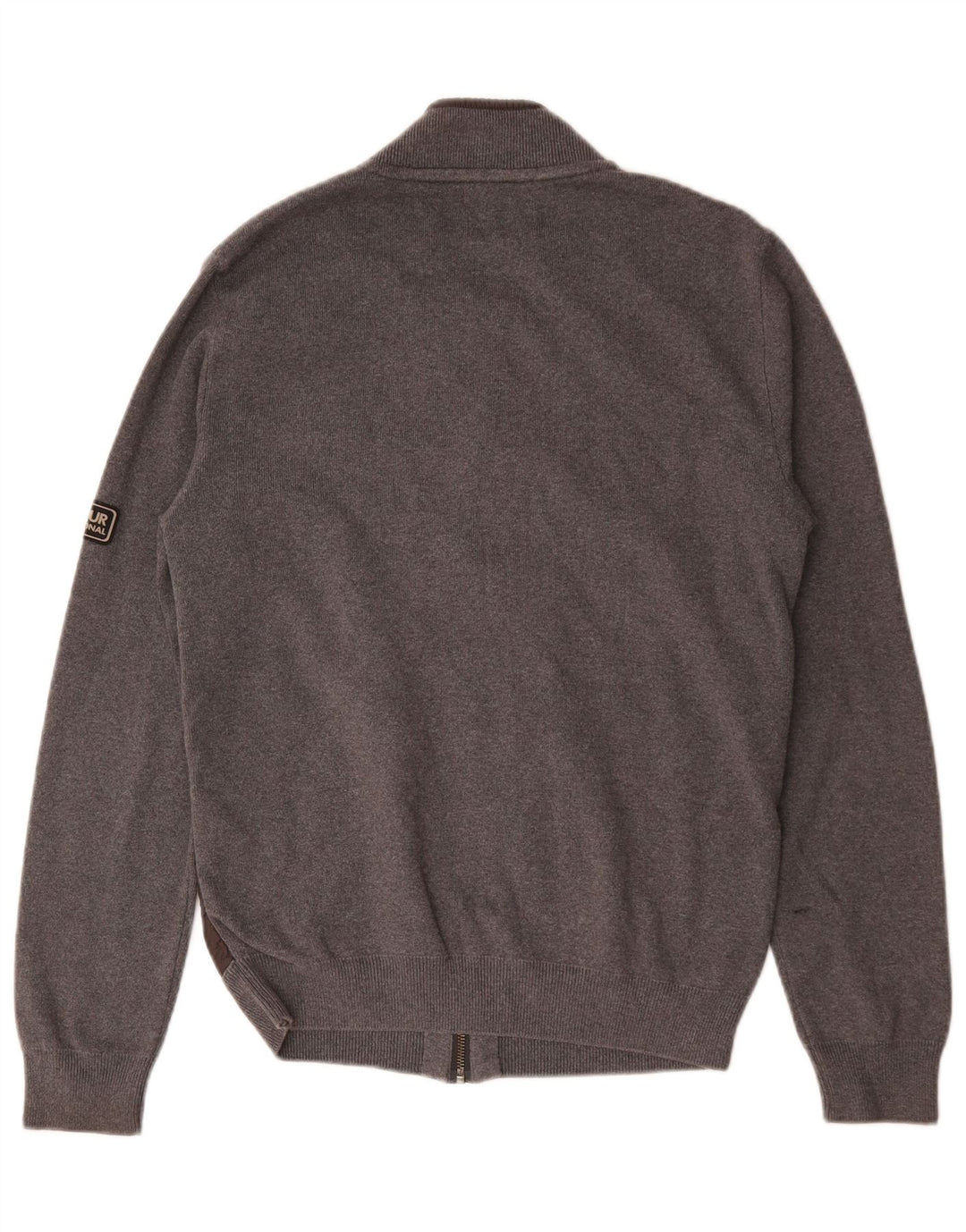 Barbour Mens Cardigan Sweater Medium Grey Cotton