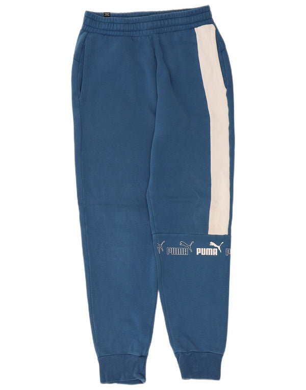 Puma Womens Graphic Tracksuit Trousers Joggers UK 8 Small Blue Colourblock
