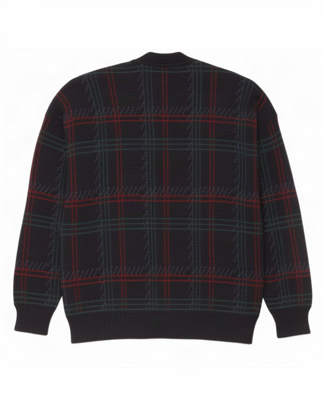 Vintage Mens Cardigan Sweater Large Navy Blue Check