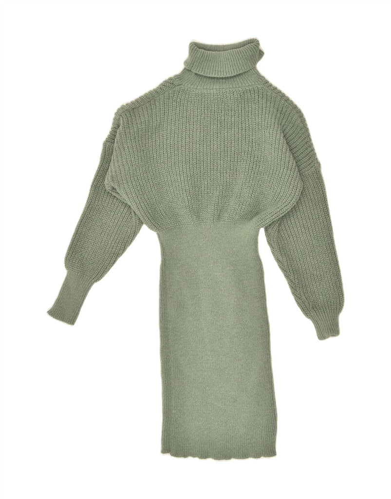 SHEIN Womens Roll Neck Jumper Dress UK 14 Medium Green | Vintage Shein | Thrift | Second-Hand Shein | Used Clothing | Messina Hembry 