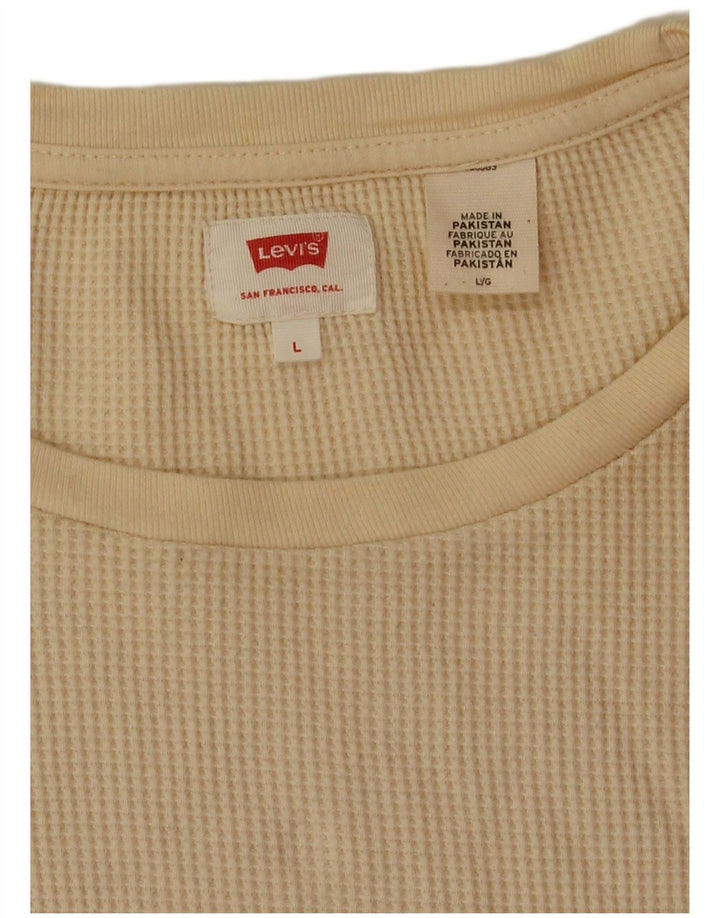 Levi's Mens Loose Fit Top Long Sleeve Large Beige Cotton