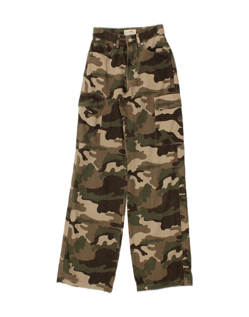 TALLY WEIJL Womens Cargo Straight Jeans W32 L24 Khaki Camouflage Cotton Vintage Tally Weijl and Second-Hand Tally Weijl from Messina Hembry 