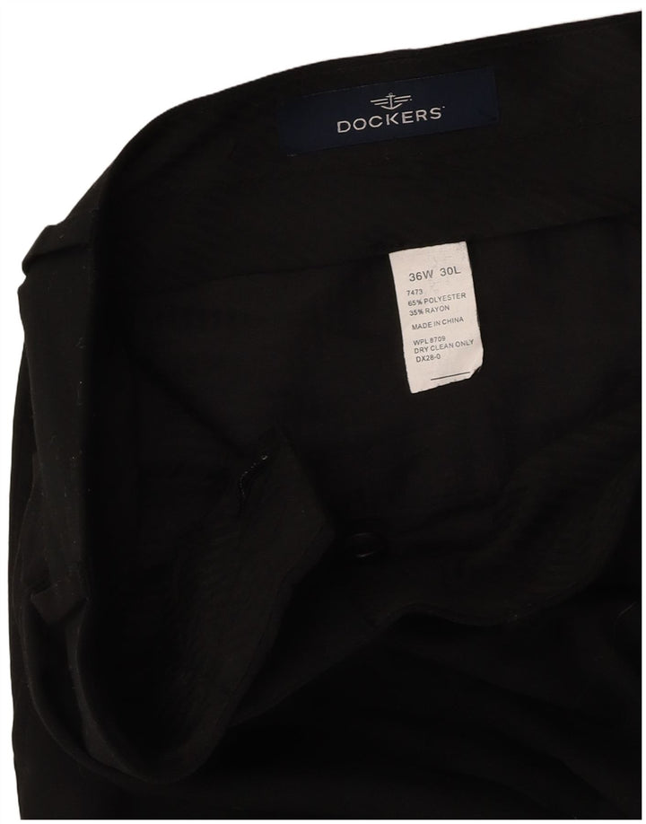 DOCKERS Mens Pegged Chino Trousers W36 L30 Black Polyester