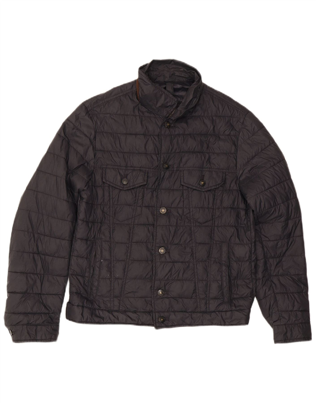 MASSIMO DUTTI Mens Padded Jacket UK 40 Large Black Polyester