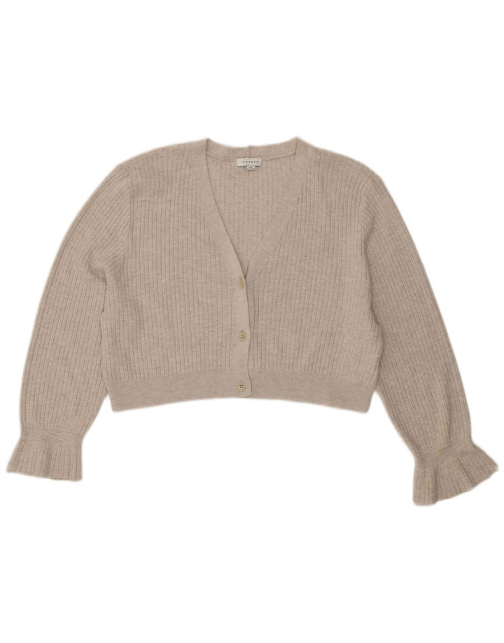 Topshop Womens Crop Oversized Cardigan Sweater UK 14 Medium Grey Polyester
