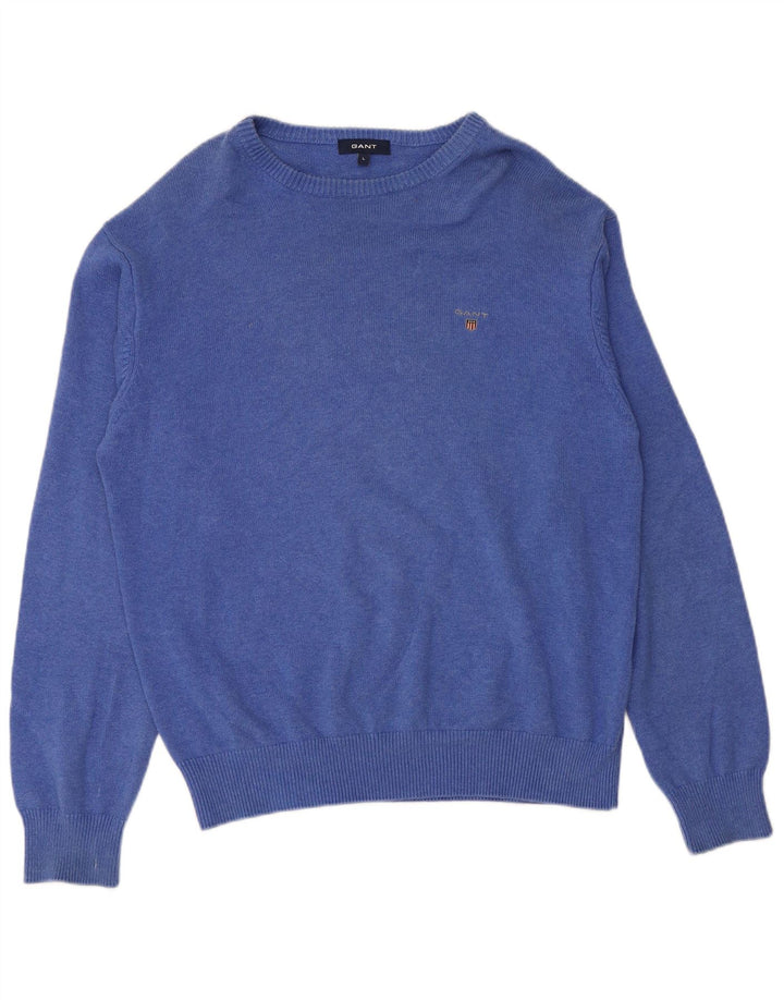 Gant Mens Boat Neck Jumper Sweater Large Blue Cotton