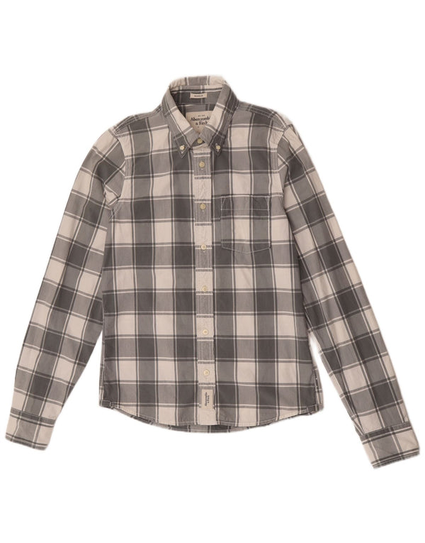 Abercrombie & Fitch Womens Muscle Shirt UK 16 Large Grey Check Cotton