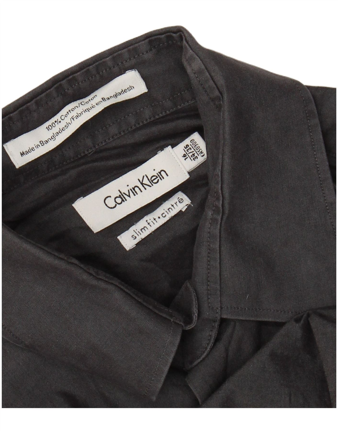 CALVIN KLEIN Mens Slim Fit Shirt Size 16 Large Grey Cotton
