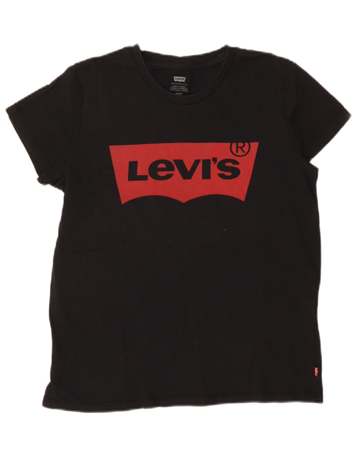 Levi's Womens Graphic T-Shirt Top UK 14 Medium Black Cotton