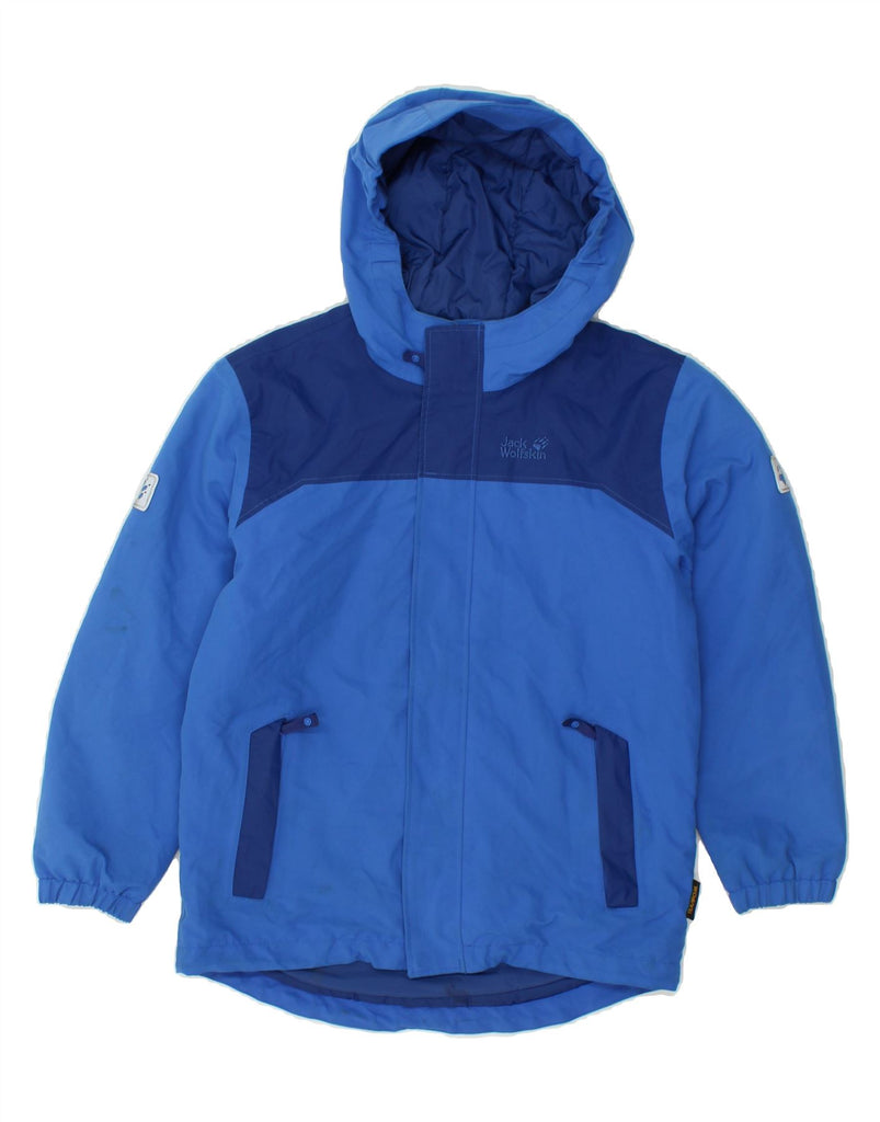 JACK WOLFSKIN Boys Hooded Rain Jacket 9-10 Years Blue Polyester | Vintage Jack Wolfskin | Thrift | Second-Hand Jack Wolfskin | Used Clothing | Messina Hembry 