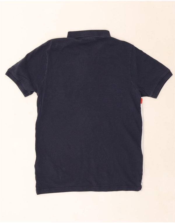 Ellesse Mens Polo Shirt Medium Navy Blue Colourblock Cotton
