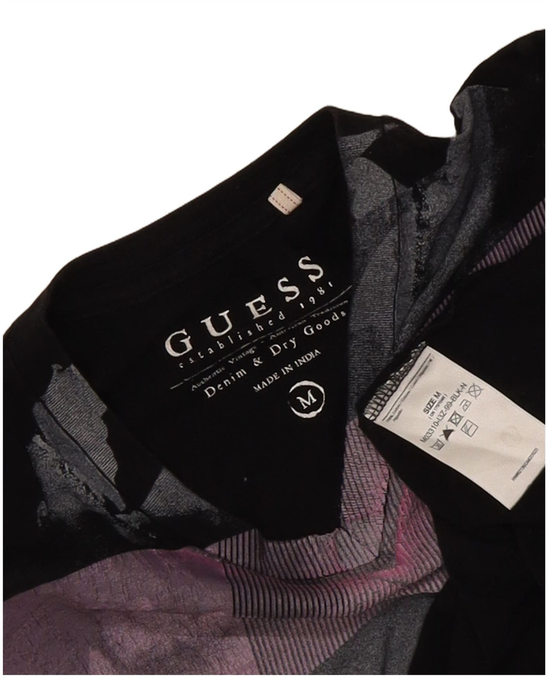 Guess Mens Graphic T-Shirt Top Medium Black Cotton