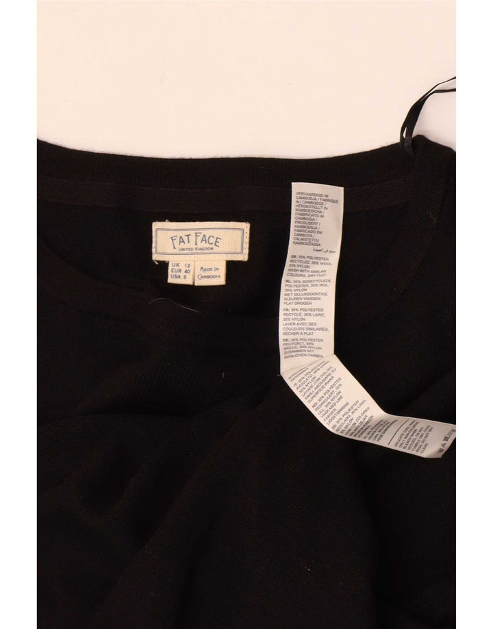 Fat Face Womens Boat Neck Jumper Sweater UK 12 Medium Black Polyester