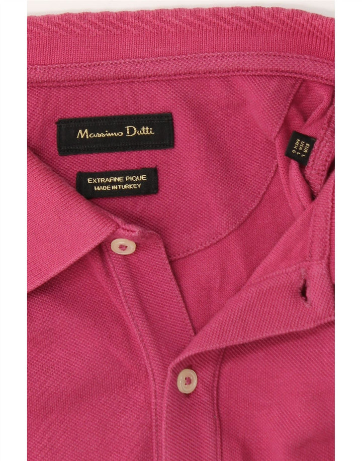 Massimo Dutti Mens Polo Shirt Large Pink