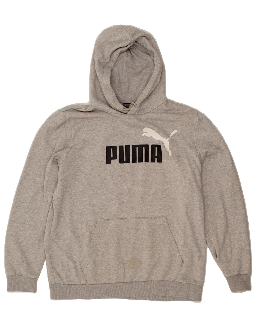 PUMA Mens Graphic Hoodie Jumper Large Grey Cotton Vintage Puma and Second-Hand Puma from Messina Hembry 