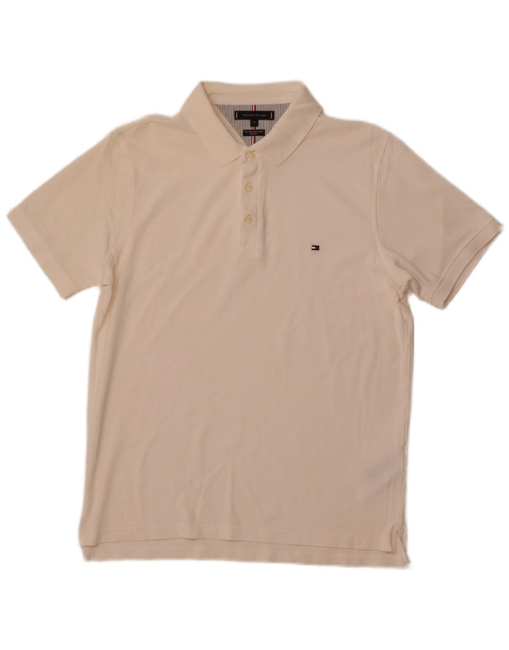 TOMMY HILFIGER Mens Slim Fit Polo Shirt XL Off White Cotton