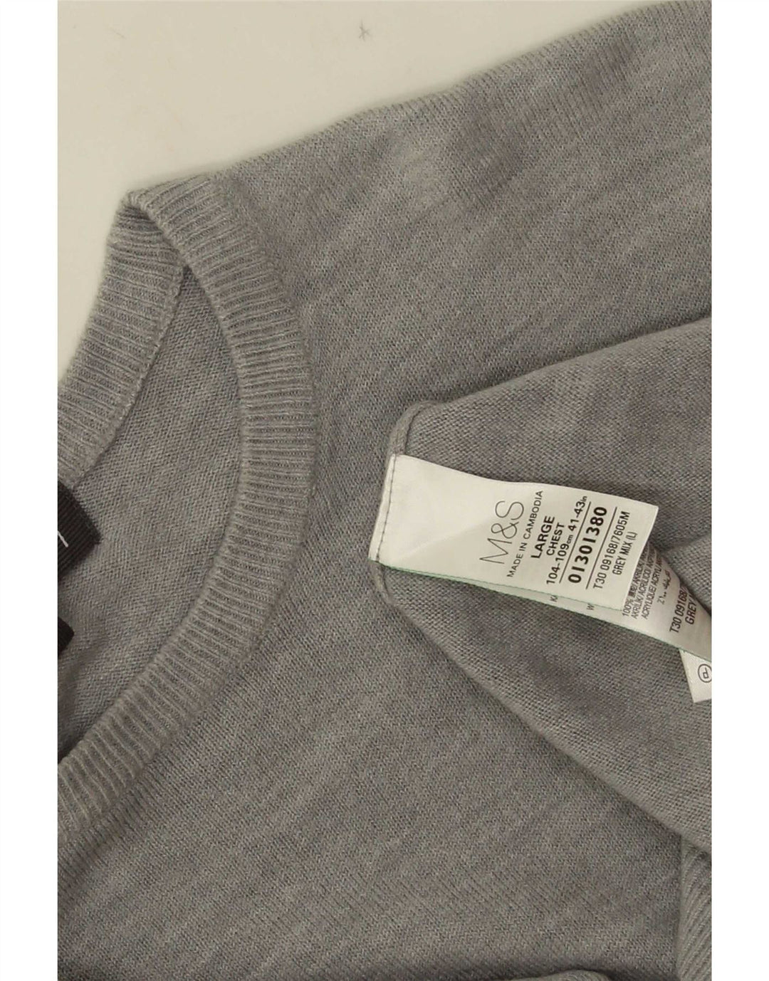 Marks & Spencer Mens Crew Neck Jumper Sweater Large Grey Acrylic