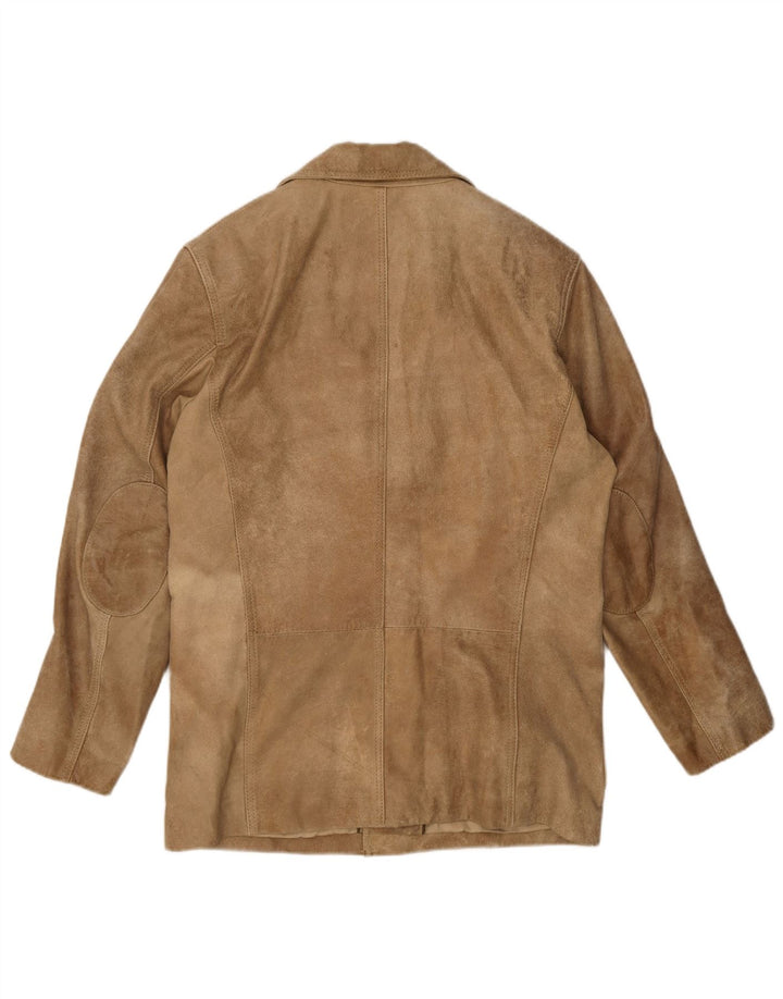 Vintage Mens 2 Button Suede Blazer Jacket UK 40 Large Beige Leather