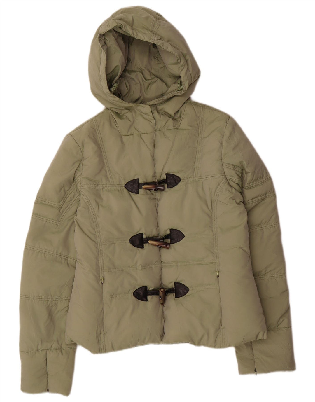 Maui and Sons Womens Hooded Padded Jacket UK 16 Large Khaki Polyamide