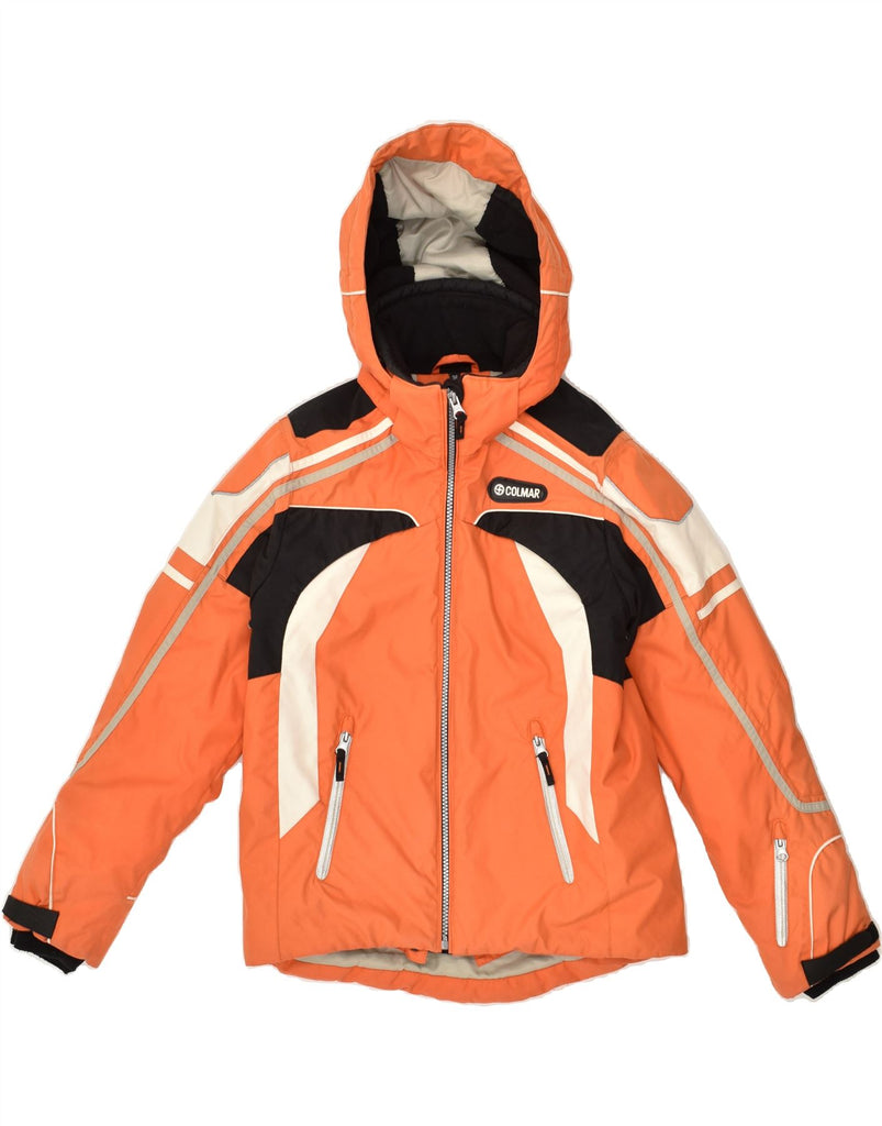 COLMAR Womens Hooded Windbreaker Jacket EU 36 Small Orange Colourblock | Vintage Colmar | Thrift | Second-Hand Colmar | Used Clothing | Messina Hembry 