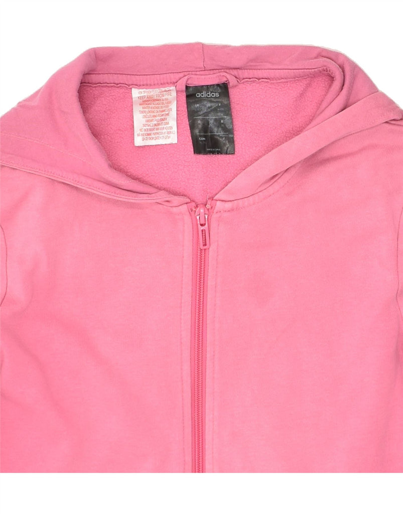 ADIDAS Girls Graphic Zip Hoodie Sweater 14-15 Years Pink Cotton | Vintage Adidas | Thrift | Second-Hand Adidas | Used Clothing | Messina Hembry 