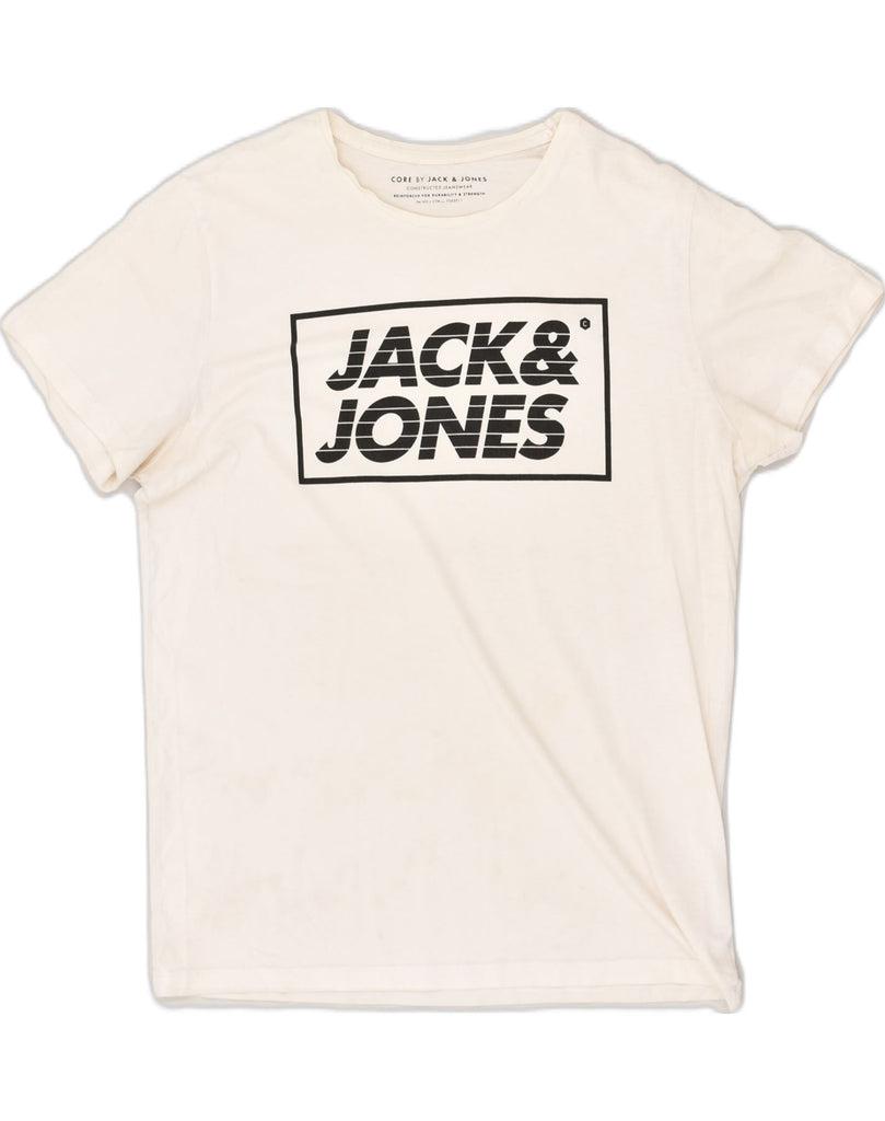 JACK & JONES Mens Core Graphic T-Shirt Top Medium White Cotton | Vintage Jack & Jones | Thrift | Second-Hand Jack & Jones | Used Clothing | Messina Hembry 