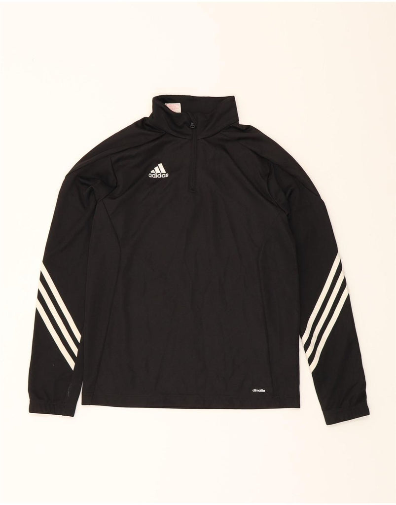 ADIDAS Boys Climalite Pullover Tracksuit Top 11-12 Years Large Black Vintage Adidas and Second-Hand Adidas from Messina Hembry 