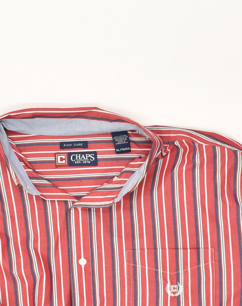 CHAPS Mens Easy Care Shirt XL Red Striped Cotton | Vintage Chaps | Thrift | Second-Hand Chaps | Used Clothing | Messina Hembry 