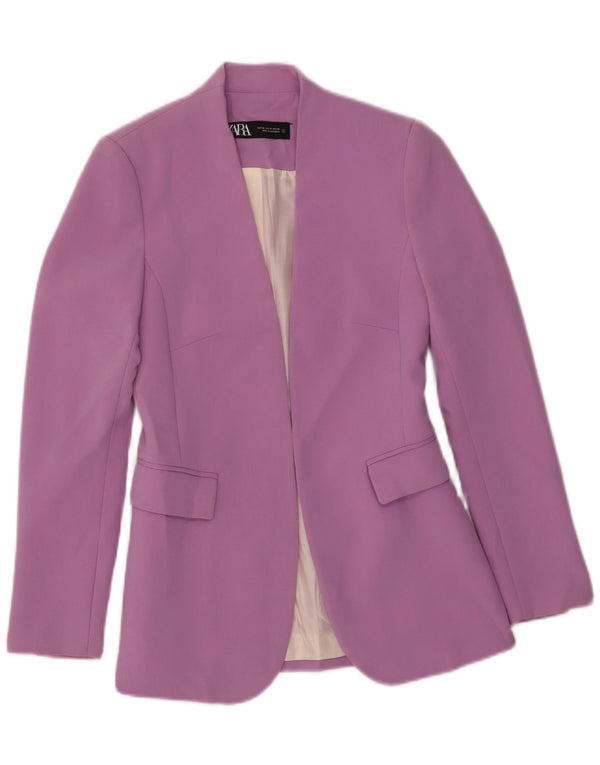Zara Womens Open Blazer Jacket UK 6 XS Purple Polyester