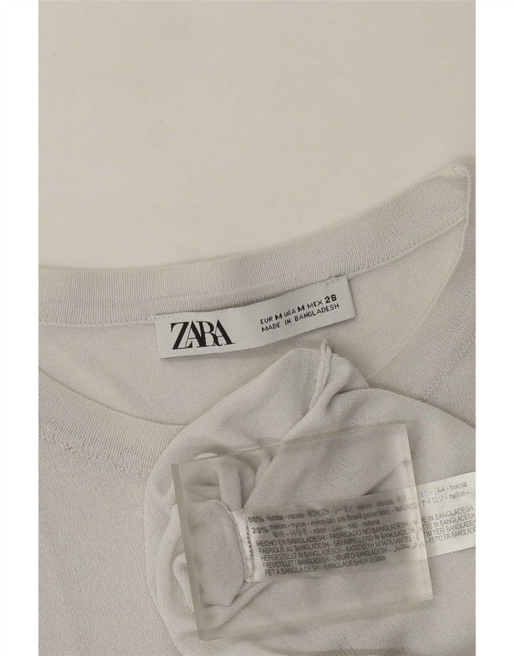 Zara Womens Top Long Sleeve UK 12 Medium Grey Viscose
