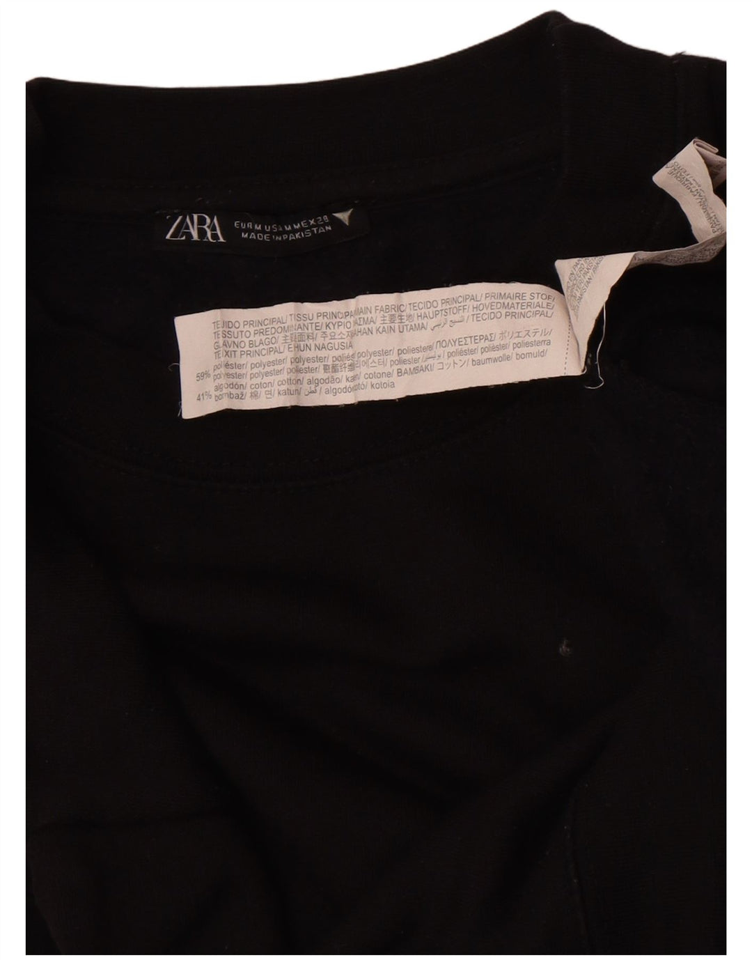 Zara Womens Crop Sweatshirt Jumper UK 14 Medium Black Polyester