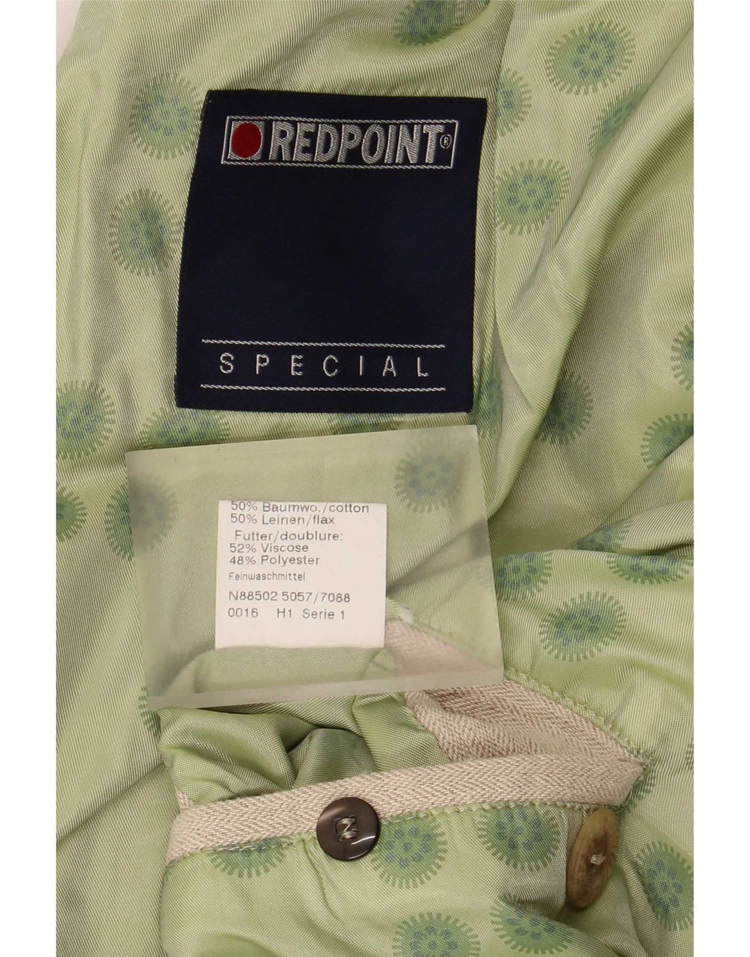 Redpoint Mens 3 Button Blazer Jacket IT 48 Medium Beige Herringbone Cotton