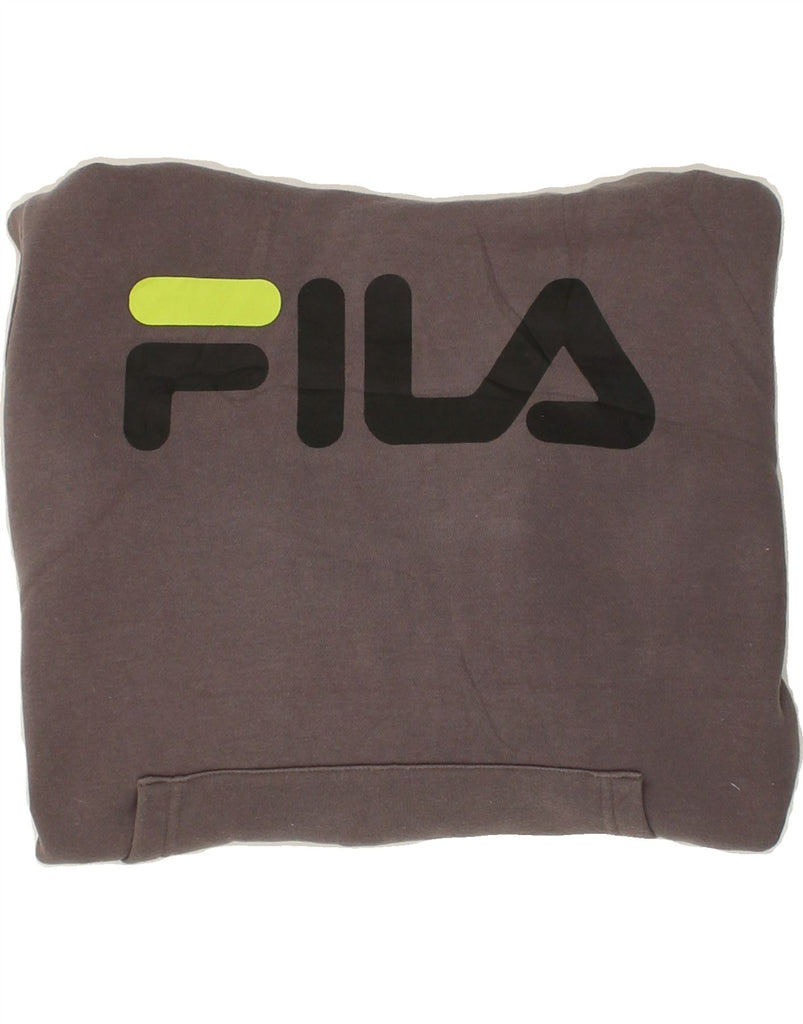 FILA Mens Graphic Hoodie Jumper Small Grey Cotton | Vintage Fila | Thrift | Second-Hand Fila | Used Clothing | Messina Hembry 