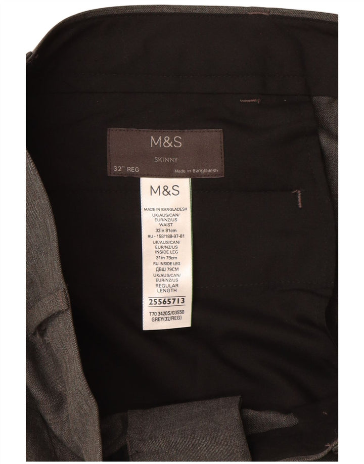 Marks & Spencer Mens Skinny Casual Trousers W32 L31 Grey Polyester