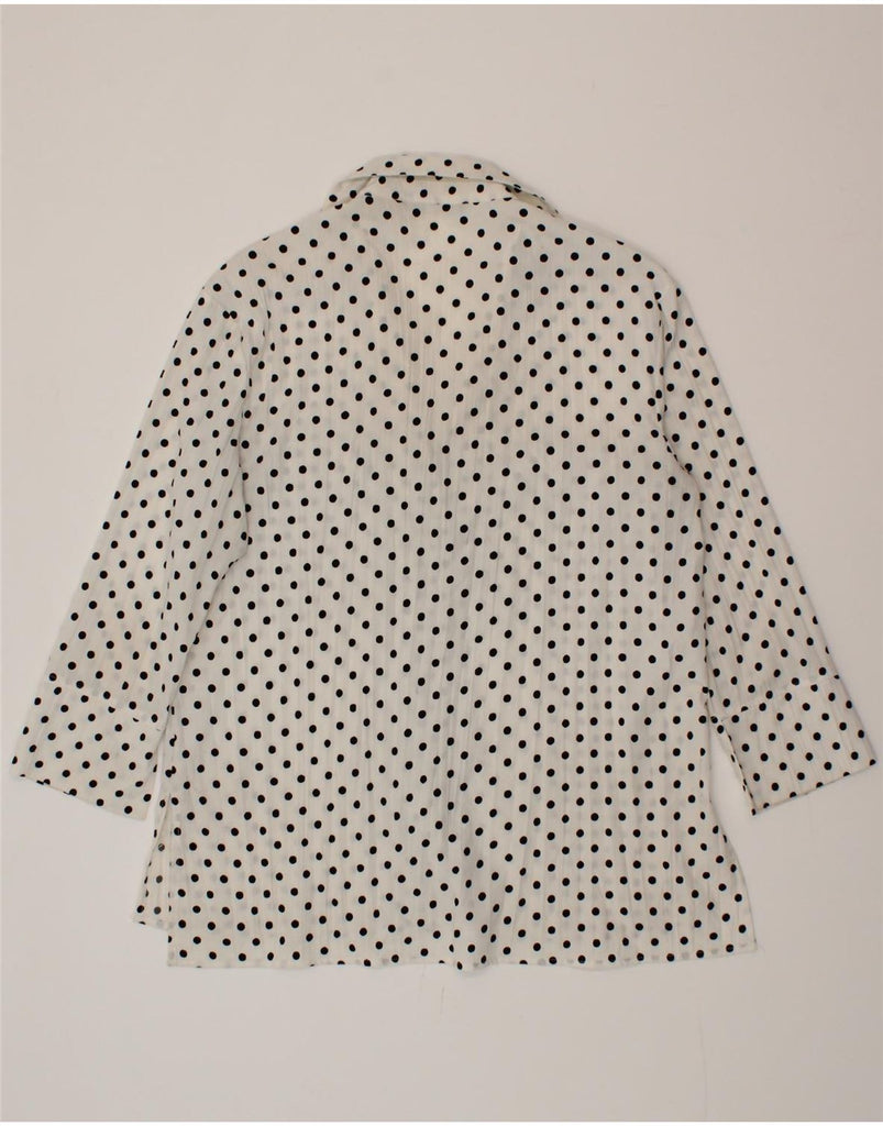 ZARA Womens Longline 3/4 Sleeve Shirt UK 14 Medium White Polka Dot Vintage Zara and Second-Hand Zara from Messina Hembry 