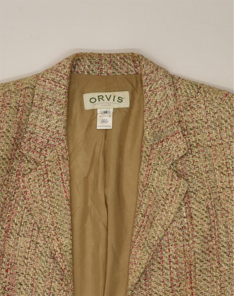 ORVIS Womens Blazer Jacket UK 14 Large Beige Polyester | Vintage Orvis | Thrift | Second-Hand Orvis | Used Clothing | Messina Hembry 