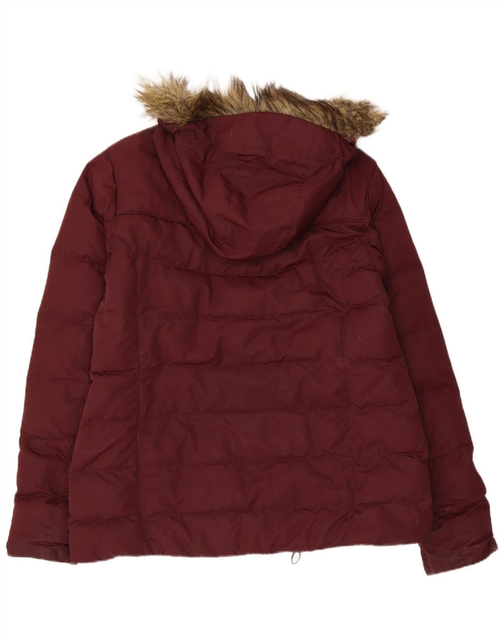 JACK WOLFSKIN Womens Hooded Padded Jacket UK 16 Large Burgundy Polyester