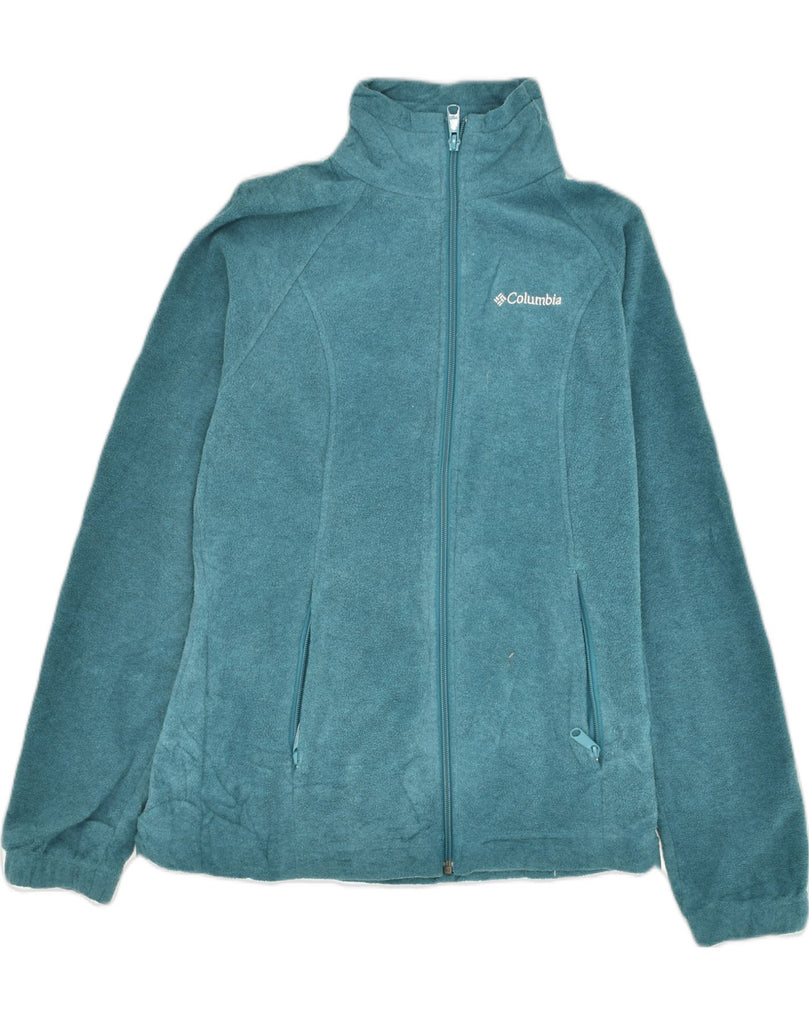 COLUMBIA Womens Loose Fit Fleece Jacket UK 4 XS Turquoise Polyester | Vintage Columbia | Thrift | Second-Hand Columbia | Used Clothing | Messina Hembry 