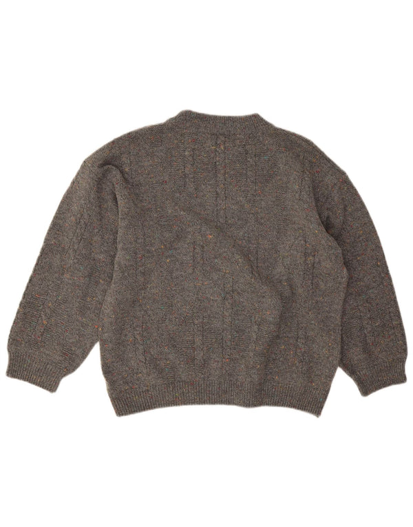 Vintage Mens Turtle Neck Jumper Sweater Large Grey Flecked Acrylic