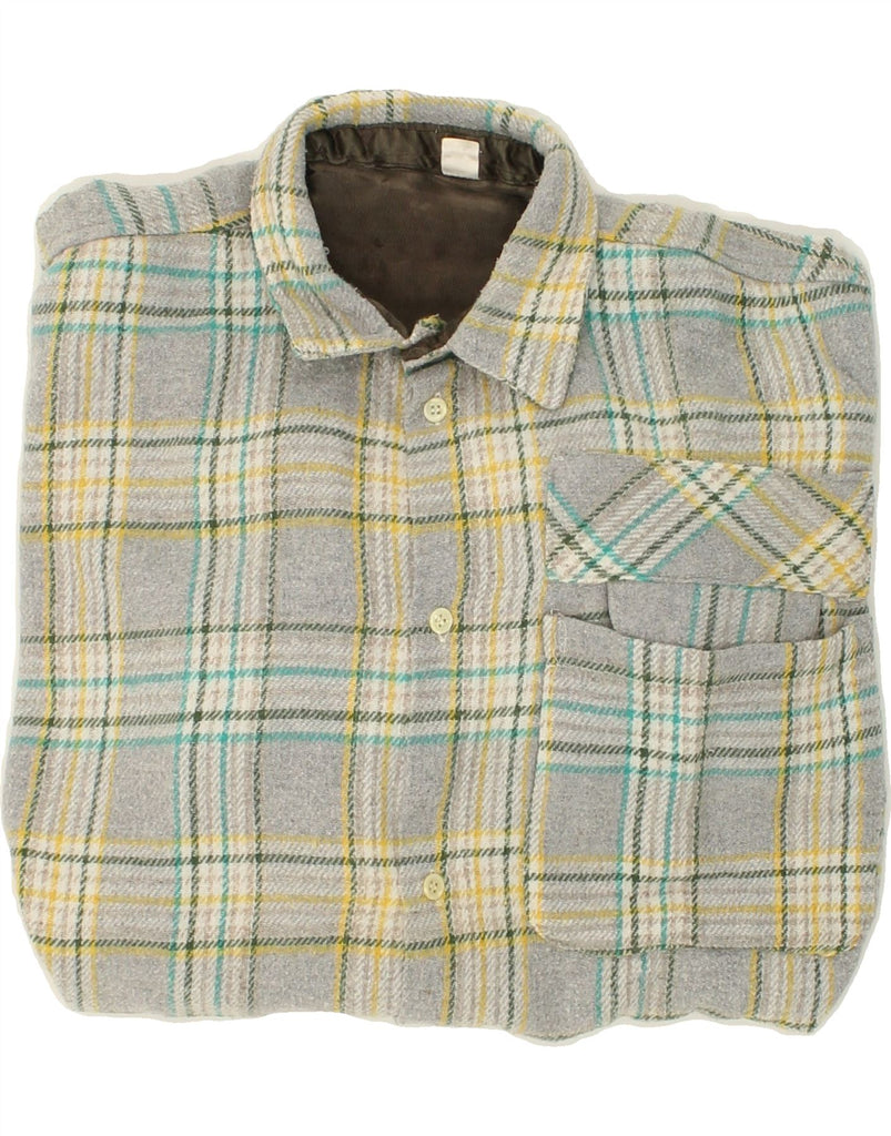 VINTAGE Mens Flannel Shirt Medium Grey Check Cotton | Vintage Vintage | Thrift | Second-Hand Vintage | Used Clothing | Messina Hembry 