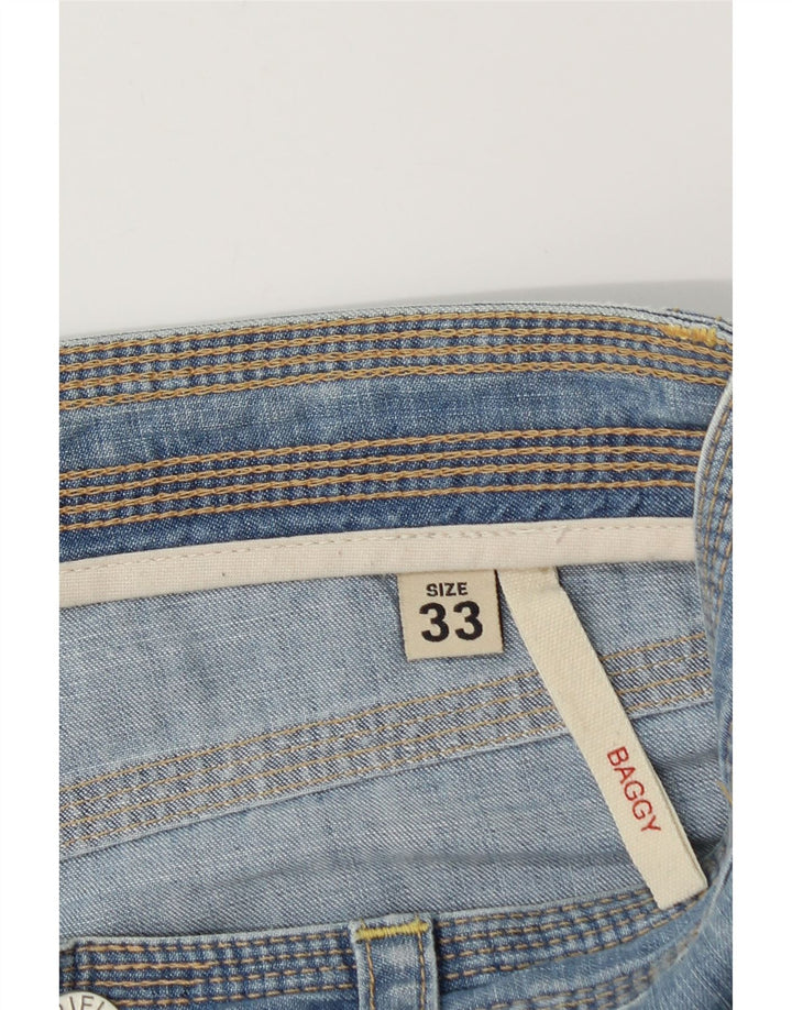 Rifle Mens Baggy Denim Shorts W33 Medium Blue Cotton