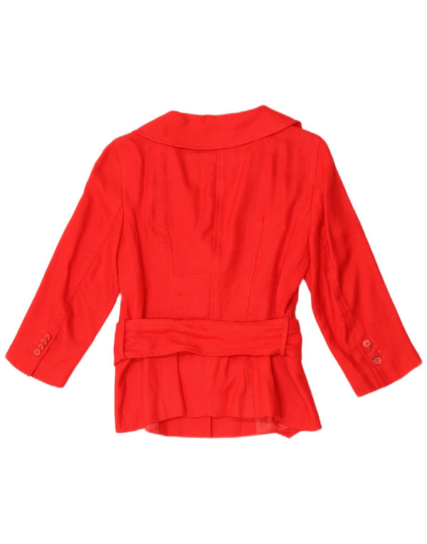 Zara Womens 3/4 Sleeve Blazer Jacket EU 38 Small Red Rayon