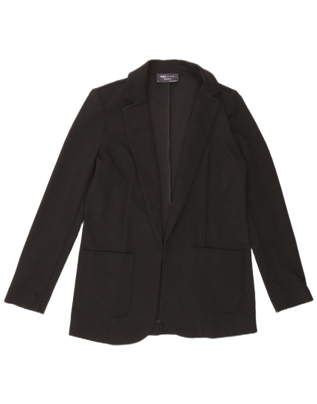 Marks & Spencer Womens Open Relaxed Fit Blazer Jacket UK 8 Small Black