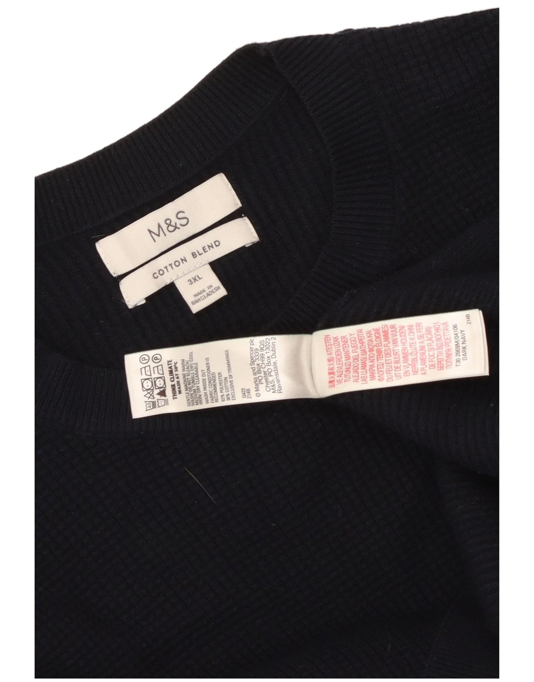 Marks & Spencer Mens Crew Neck Jumper Sweater 3XL Navy Blue Polyester