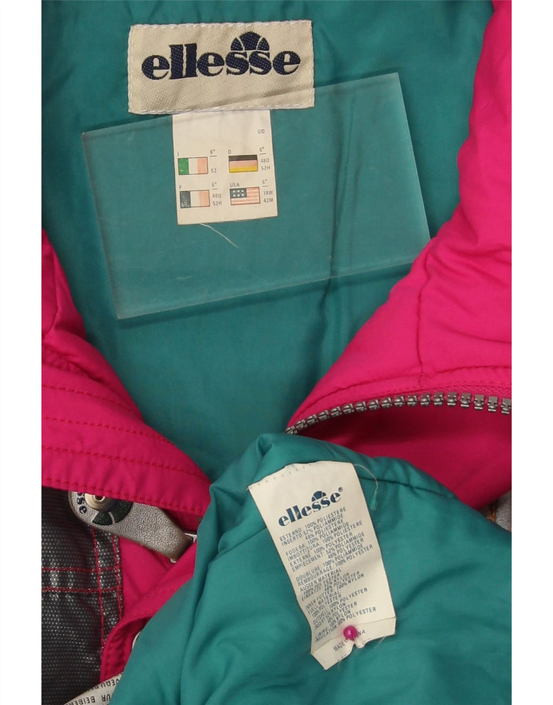 ELLESSE Mens Windbreaker Jacket IT 52 XL Pink Colourblock Polyester Vintage Ellesse and Second-Hand Ellesse from Messina Hembry 