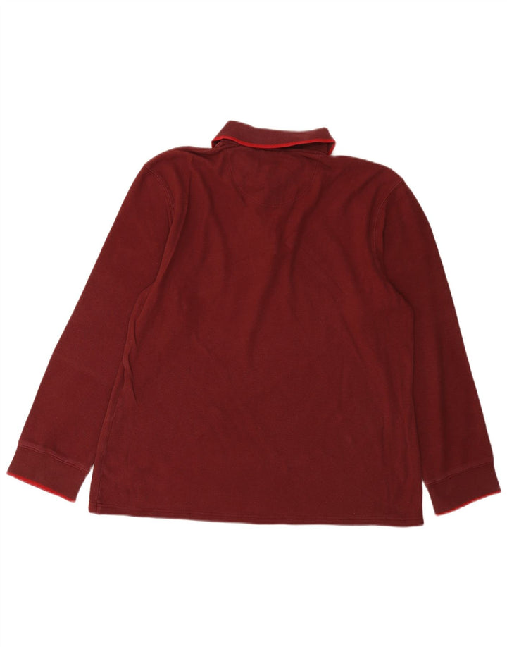 Dockers Mens Long Sleeve Polo Shirt Medium Burgundy Cotton